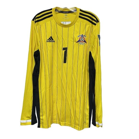 Adidas Adult Medium Climalite Goalkeeper Solar Soccer Jersey Aeroready Yellow #1 - Picture 1 of 5